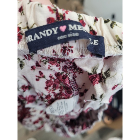 Brandy Melville White Burgandy Floral Print‎ Mini Hot Shorts One Size  #P - Picture 4 of 4